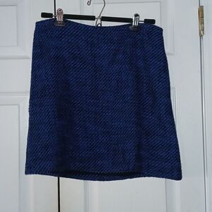 Ann Taylor blue and black tweed casual business midi skirt Sz 10 EUC